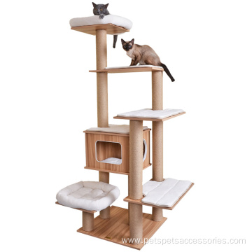 Cat Tree House Tower With Toys Cat Climbing